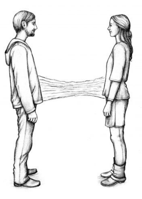 illustration of two people sharing energy