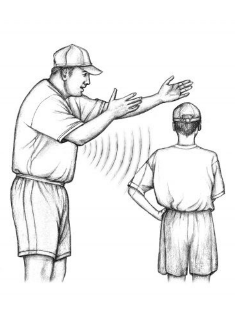 illustration of coach instructing a child