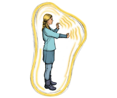 illustration of woman demonstrating the power of energy